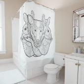 グループの動物の落書き シャワーカーテン (インサイチュ)