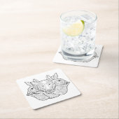 グループの動物の落書き スクエアペーパーコースター (インサイチュ)