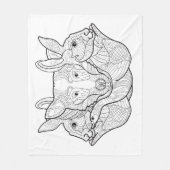 グループの動物の落書き フリースブランケット (正面)