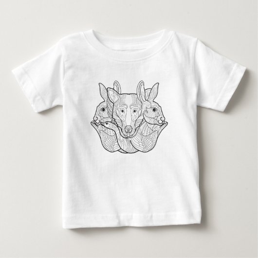 グループの動物の落書き ベビーTシャツ (正面)