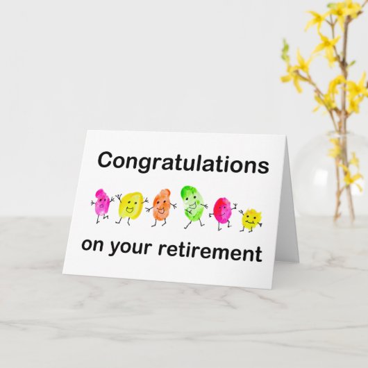 グループの指紋からの退職おめでとう カード (黄色い花)