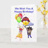 グループの挨拶状2からのハッピーバースデー カード (黄色い花)