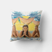 グループの青いヤシの木のグラフィック クッション (裏面)