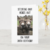 グループまたはカップルのロバ幸せ30歳の誕生日 カード (黄色い花)