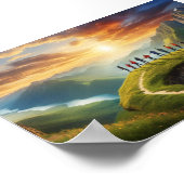 グループアドベンチャーアットサンライズ – 風光明媚な山壁 ポスター (角)