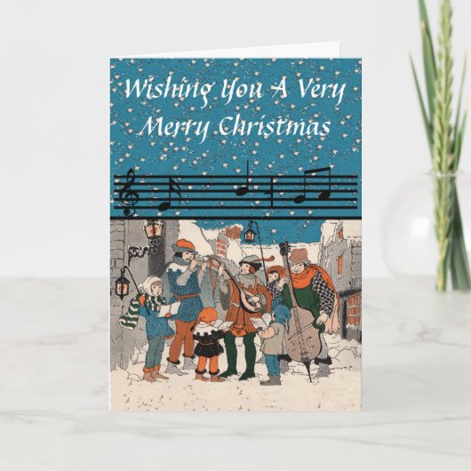グループオールドタイムクリスマスカロラーズミュージシャン雪 シーズンカード (正面)