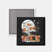 グループサンタトナカイ小妖精や小人リスONツリークリスチム マグネット (正面/裏面)