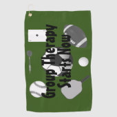 グループセラピー開始グリーンブラックタイポグラフィ ゴルフタオル (正面)