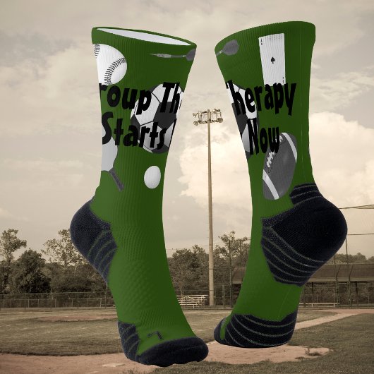 グループセラピー開始グリーンブラックタイポグラフィ ソックス