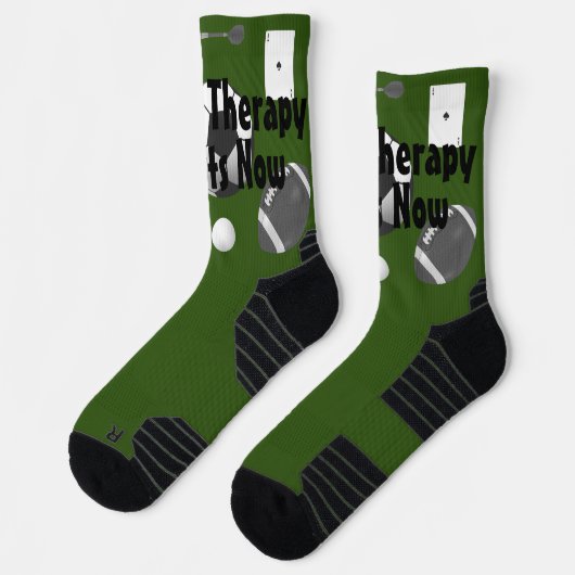 グループセラピー開始グリーンブラックタイポグラフィ ソックス (左)