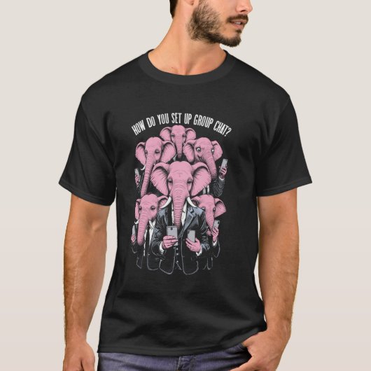 グループチャットの設定に問題あり 楽しい象の携帯 Tシャツ (正面)