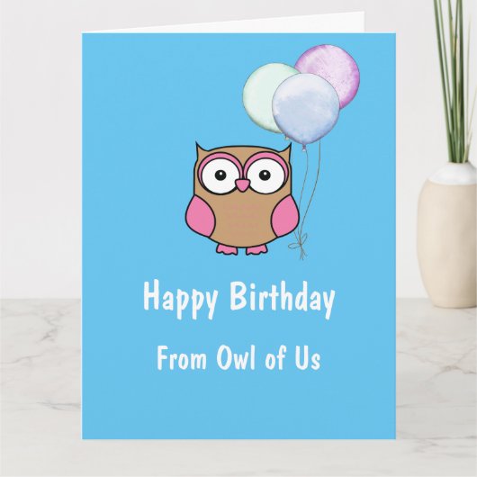グループパーソナライズされたからのOwl誕生日カード カード (正面)