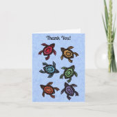 グループブラックカメ抽象芸術貝殻多色 サンキューカード (正面)