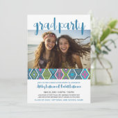 グループ卒業パーティー – カラフル部族のパターン 招待状 (スタンド正面)