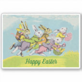 グループ復活祭バニー草の中の卵バスケット シール (正面)