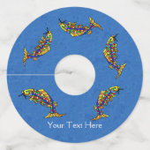 グループ明るいカラフル抽象芸術魚オンブルー ワイングラスタグ (正面)