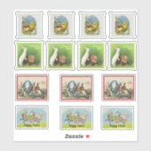 グループ様々なイースターバニーウサギベビーチクスエッグ シール (シート)