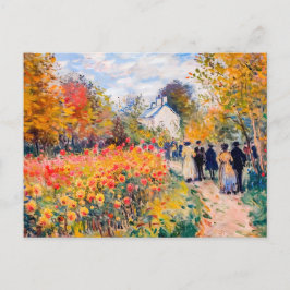 グループ歩くの秋の庭と花 シーズンポストカード