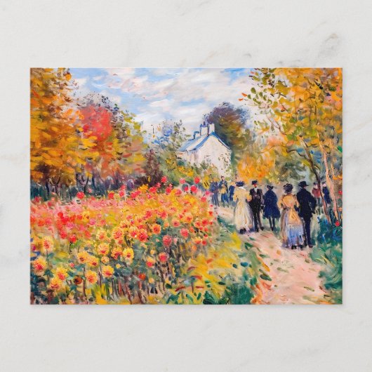 グループ歩くの秋の庭と花 シーズンポストカード (正面)