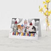 グループ猫好きからの誕生日 カード (黄色い花)