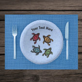 グループ4匹のカメの抽象芸術カラフルシェルブルー ペーパーボウル