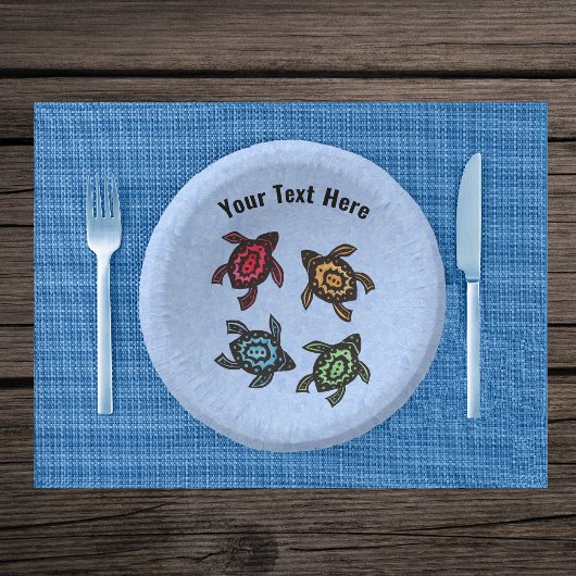 グループ4匹のカメの抽象芸術カラフルシェルブルー ペーパーボウル