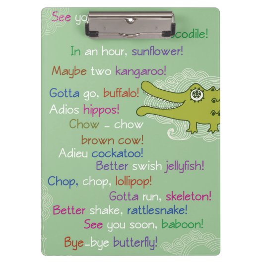 グループ、アリゲーターからさよなら幸運 クリップボード (正面)