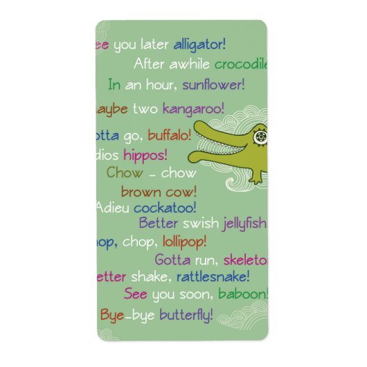 グループ、アリゲーターからさよなら幸運 ラベル (正面)