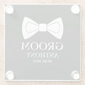 グルーミングエレガント結婚モダン白黒 ガラスコースター (裏面)