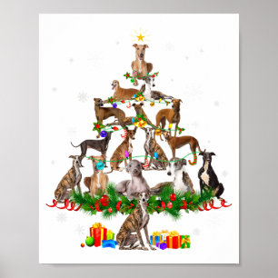 グルーミングドッグのクリスマスツリーのライト 楽しい犬のXmasギフト ポスター