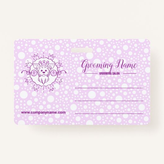 グルーミング用の漫画の犬イラストレーション バッジ (正面)