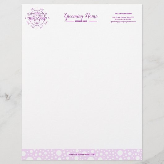 グルーミング用の漫画の犬イラストレーション レターヘッド (正面)