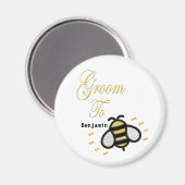 グルーミング結婚の金ゴールドバチュラーパーティのパーソナライズ マグネット (正面/裏面)