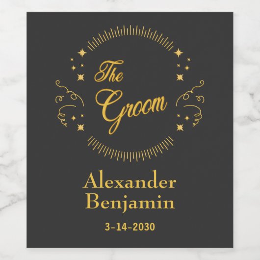 グルーミング結婚金ゴールドのパーソナエレガントライズ ワインラベル (シングルラベル)