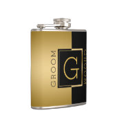 グルーミング金ゴールドと黒モダン幾何学的デザイン フラスク (右)