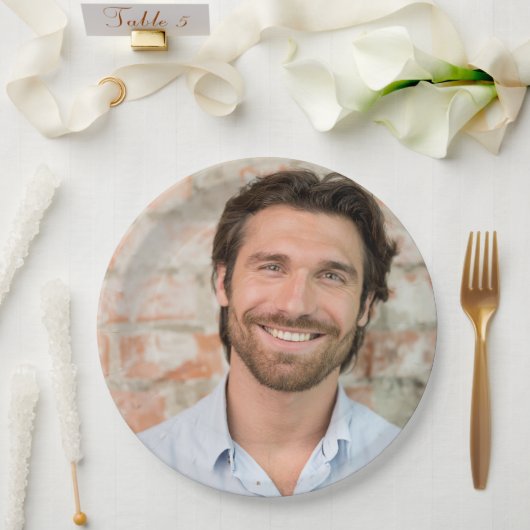 グルーミング顔フォトバチェロレッテ紙プレート ペーパープレート (ウェディング)