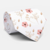 グルームウォーターカラーピンク結婚フローラのネックタイ ネクタイ (ロール)