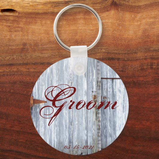 グルームキーチェーンホワイトウォッシュウッドバーンドアカントリー キーホルダー (正面)