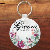 グルームキーチェーン熱帯花オンブルーグラデーション キーホルダー (正面)