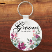 グルームキーチェーン熱帯花オンホワイト キーホルダー (正面)