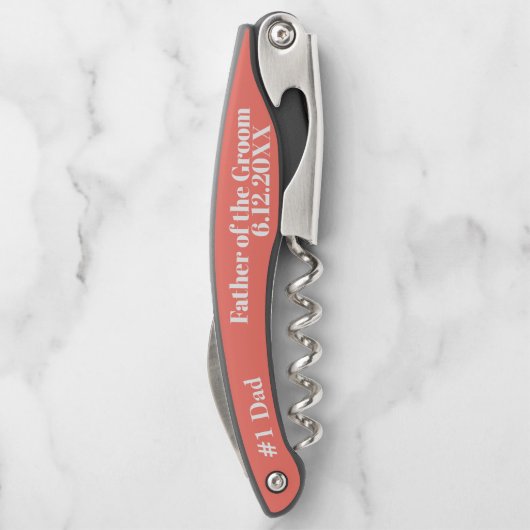 グルームコーラル結婚式の引き出物コルクの父 ソムリエナイフ (裏面)