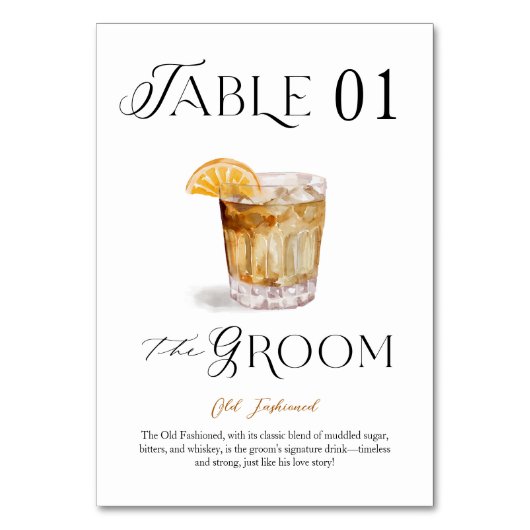 グルームシグネチャーカクテルウォーター結婚カラーの飲み物 テーブルナンバー (正面)