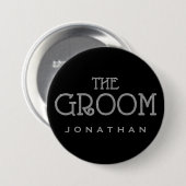 グルームシルバーフェイクグリッター名タグボタン 缶バッジ (正面&裏面)