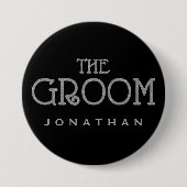 グルームシルバーフェイクグリッター名タグボタン 缶バッジ (正面)