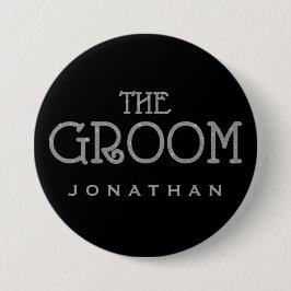 グルームシルバーフェイクグリッター名タグボタン 缶バッジ