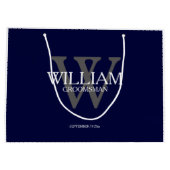 グルームスカスタムメンモダンミニマルネービーブルー抱き枕 ラージペーパーバッグ (裏面)