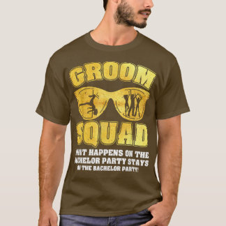 グルームスクワッドバックムグルームメンズバチュラーパーティ Tシャツ