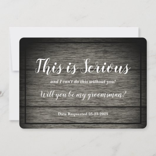 グルームスマンの要請、これは深刻な木素朴材だ 招待状 (正面)