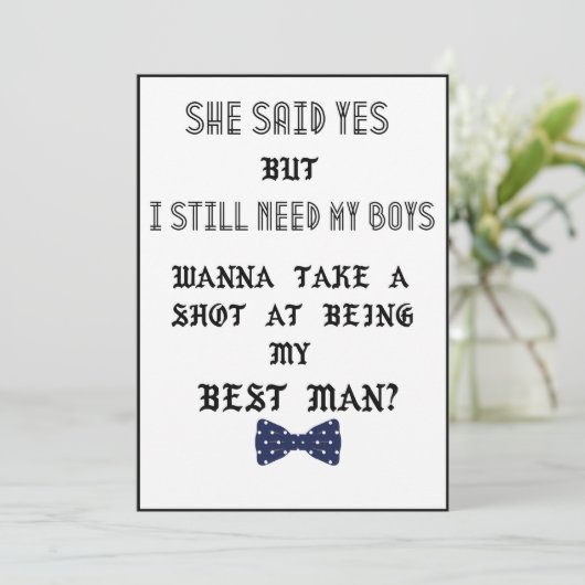 グルームスマンまたは花婿介添人提案結婚式招待状 招待状 (スタンド正面)