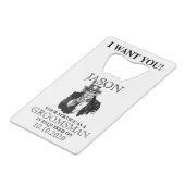 グルームスマン花婿介添人プロポーザルアンクルサム私が欲しい クレジットカード栓抜き (裏面アングル)